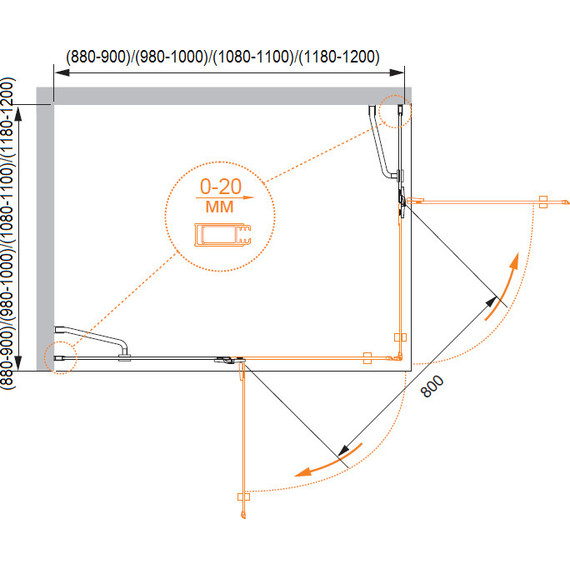 Душевое ограждение Cezares Bergamo AH-2 100х90 см R, хром/прозрачное фото 3