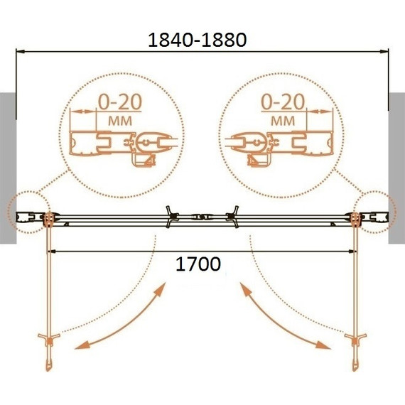 Душевая дверь Cezares Relax B-2 180 см, белый/прозрачное фото 2