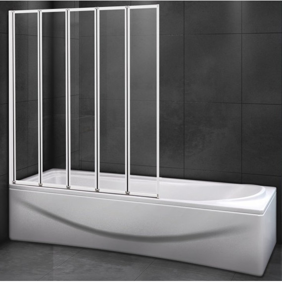 Шторка для ванны Cezares Relax V-5 120 см, белый/прозрачное фото 