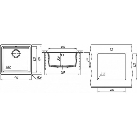 Кухонная мойка Florentina Вега 400 22.315.С0400.305, грей, Цвет производителя: грей фото 4