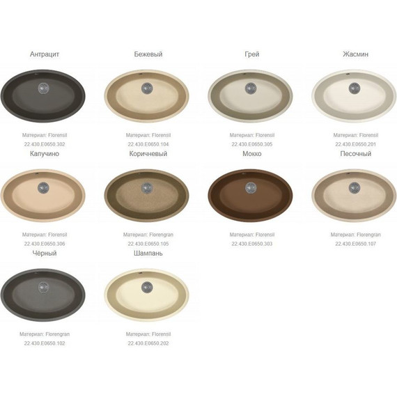 Кухонная мойка Florentina Вега овал 22.430.E0650.104, бежевый, Цвет производителя: бежевый - 2 Кухонная мойка Florentina Вега овал 22.430.E0650.104, бежевый, Цвет производителя: бежевый фото 2