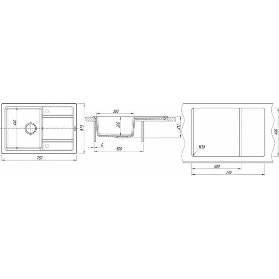 Кухонная мойка Florentina Липси 760 20.160.D0760.105, коричневый, Цвет производителя: коричневый фото 4
