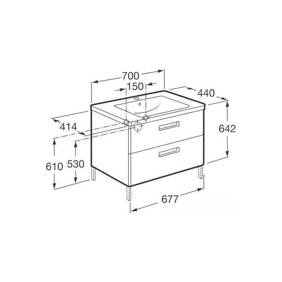 Тумба подвесная с раковиной Roca Gap 70 см ZRU9302733, белый фото 11
