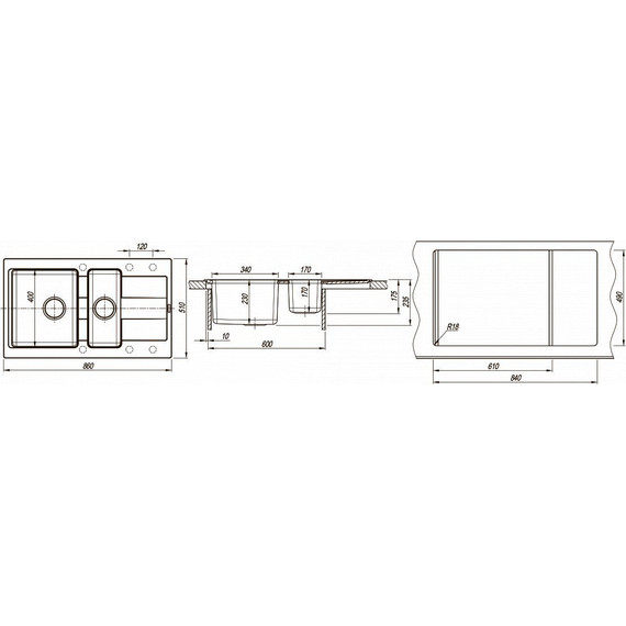 Кухонная мойка Florentina Комби 860K, жасмин, Цвет производителя: жасмин фото 6