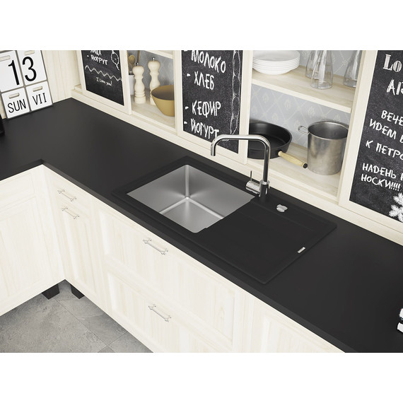 Кухонная мойка Florentina Комби 860, антрацит, Цвет производителя: чёрный фото 3