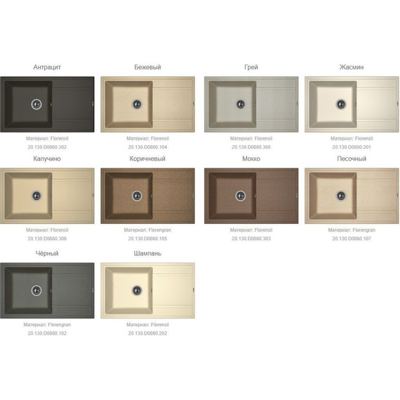 Кухонная мойка Florentina Липси 860 20.130.D0860.305, грей, Цвет производителя: грей фото 2
