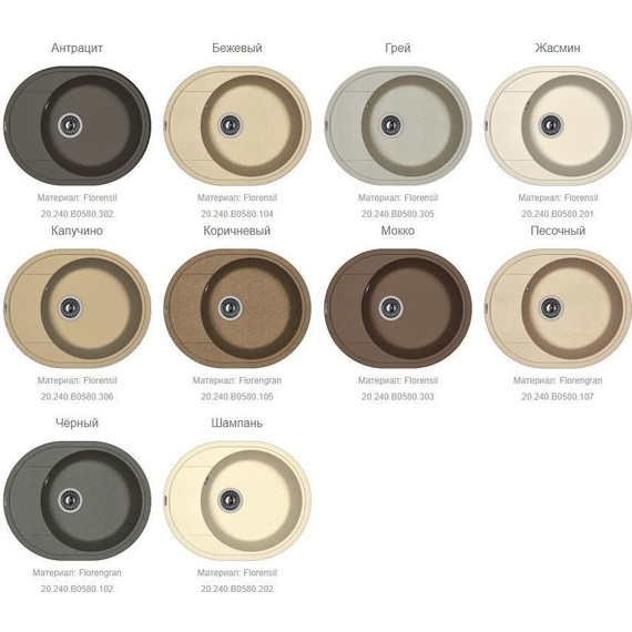 Кухонная мойка Florentina Родос 580 20.240.В0580.104, бежевый, Цвет производителя: бежевый фото 2