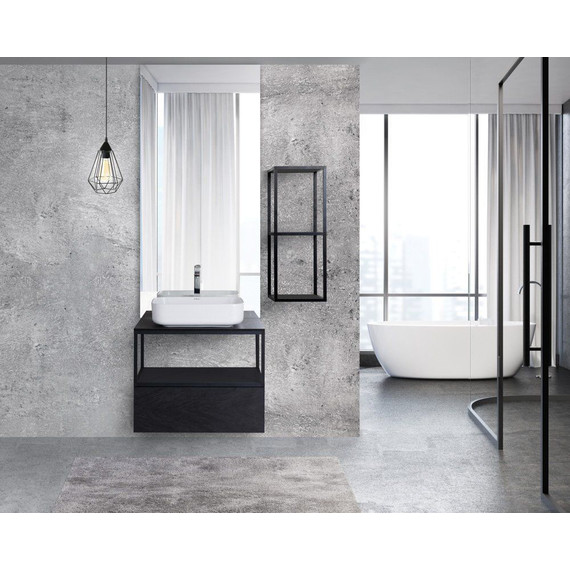 Тумба подвесная со столешницей Cezares CADRO-70/46/30-1C-SO-MET 70 см, черный фото 3