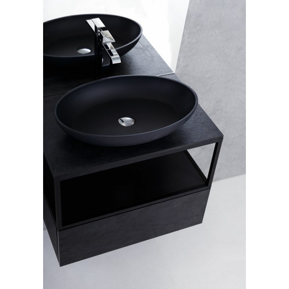 Тумба подвесная со столешницей Cezares CADRO-70/46/30-1C-SO-MET 70 см, черный фото 2