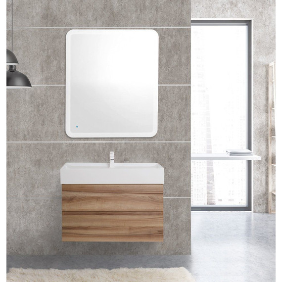 Тумба подвесная с раковиной Cezares Molveno 46-80-2C-SO-NN 80 см (раковина Tecla Touch), Noce Nature фото 2