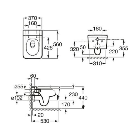 Унитаз подвесной безободковый Roca INSPIRA SQUARE 346537000 фото 5