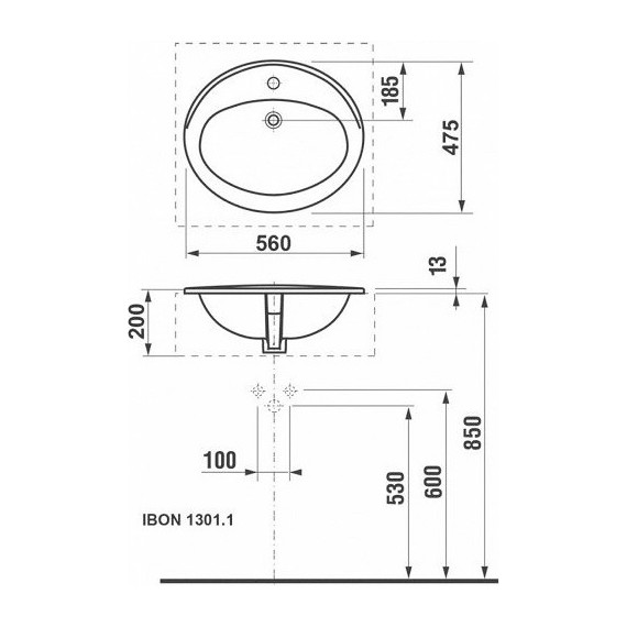 Раковина врезная на столешницу Roca Adora 56 см 327203000 - 6 Раковина врезная на столешницу Roca Adora 56 см 327203000 фото 6