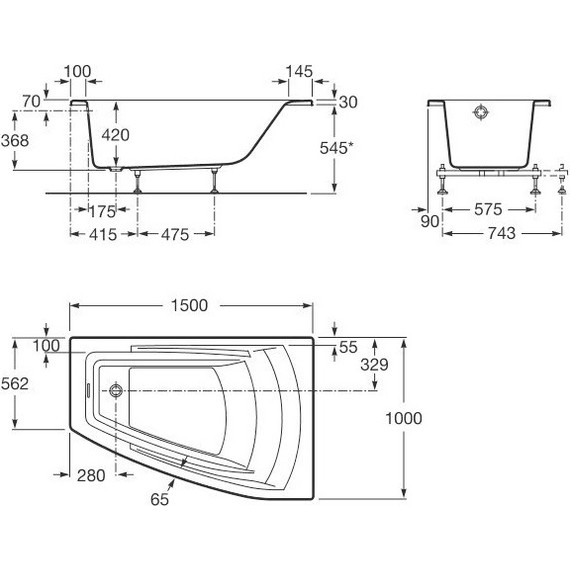 Ванна акриловая Roca Hall Angular 150x100 см ZRU9302865 R фото 4