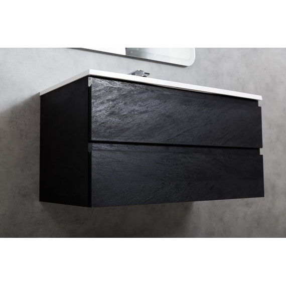 Тумба подвесная с раковиной Cezares MOLVENO-100-2C-SO-NR 100 см, Nero фото 2