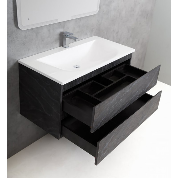 Тумба подвесная с раковиной Cezares MOLVENO-100-2C-SO-ANTR 100 см, Antracite фото 3