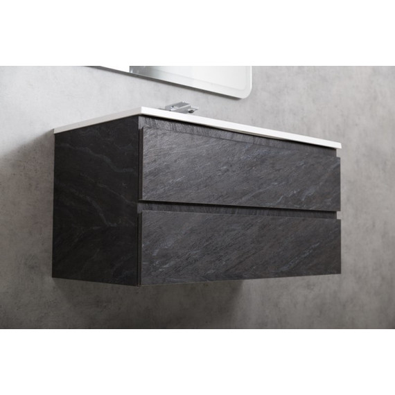 Тумба подвесная с раковиной Cezares MOLVENO-100-2C-SO-ANTR 100 см, Antracite фото 4