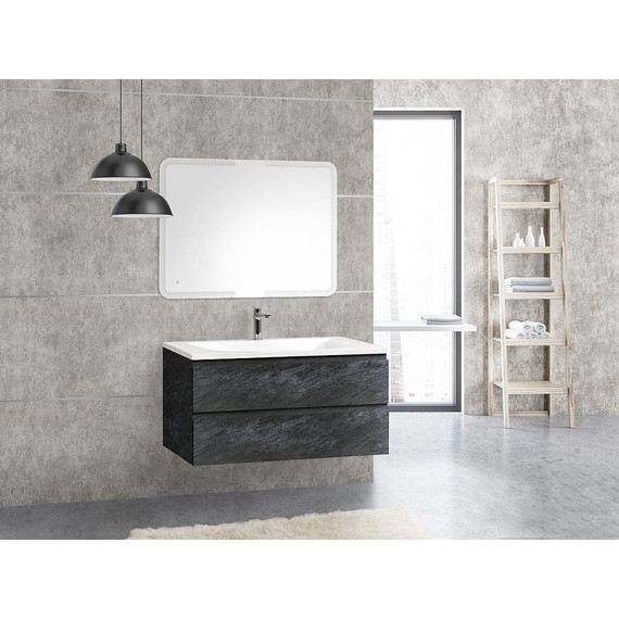 Тумба подвесная с раковиной Cezares MOLVENO-100-2C-SO-ANTR 100 см, Antracite фото 5