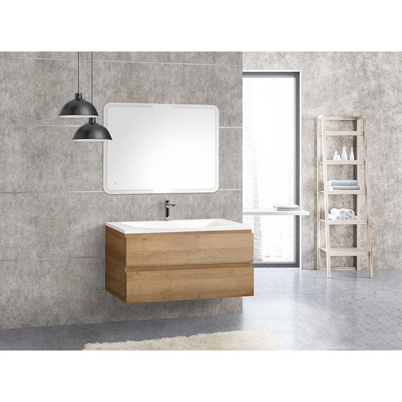 Тумба подвесная с раковиной Cezares MOLVENO-100-2C-SO-RRIV 100 см, Rovere Rivera фото 6