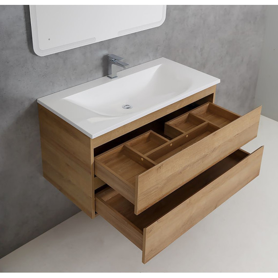 Тумба подвесная с раковиной Cezares MOLVENO-100-2C-SO-RRIV 100 см, Rovere Rivera фото 4