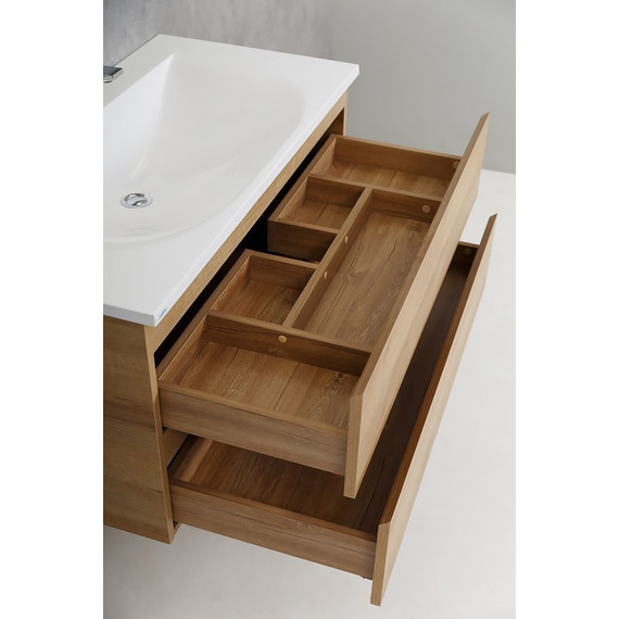 Тумба подвесная с раковиной Cezares MOLVENO-100-2C-SO-RRIV 100 см, Rovere Rivera фото 5