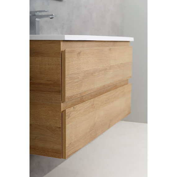 Тумба подвесная с раковиной Cezares MOLVENO-100-2C-SO-RRIV 100 см, Rovere Rivera фото 3