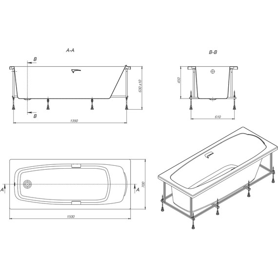Ванна акриловая Roca Sureste 150х70 см ZRU9302778, Размер - мм: 1500х700 - 9 Ванна акриловая Roca Sureste 150х70 см ZRU9302778, Размер - мм: 1500х700 фото 9