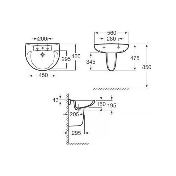 Раковина подвесная Roca Victoria 56 см 32739300Y - 10 Раковина подвесная Roca Victoria 56 см 32739300Y фото 10