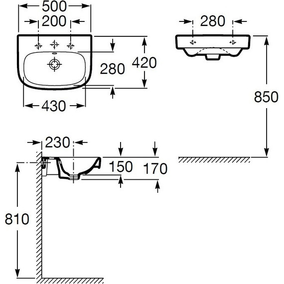 Раковина подвесная Roca Debba 50 см 32799600Y - 8 Раковина подвесная Roca Debba 50 см 32799600Y фото 8