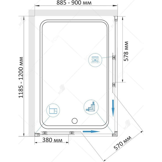 Душевое ограждение RGW CL-44B 120х90 см 32094492-14, черный/прозрачное фото 8