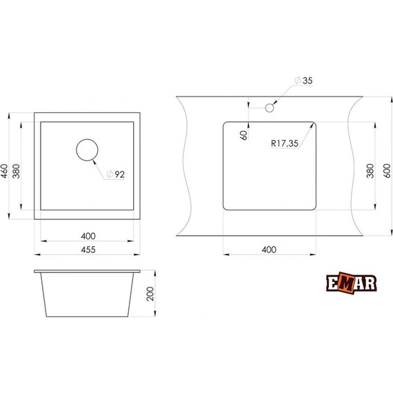 Кухонная мойка Emar EMQ-1455.P, агат, Цвет производителя: агат фото 2
