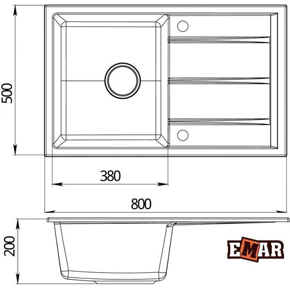 Кухонная мойка Emar EMQ-1800.Q, берилл, Цвет производителя: берилл фото 2