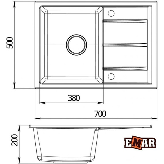 Кухонная мойка Emar EMQ-1700.Q, агат, Цвет производителя: агат фото 2
