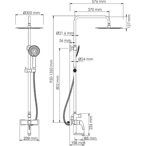 Душевая стойка WasserKraft Sauer A17101, золото фото 9