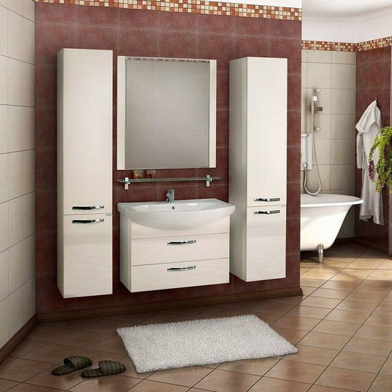 Тумба подвесная с раковиной Акватон Ария 80М см 1A1408K0AA010, белый фото 4