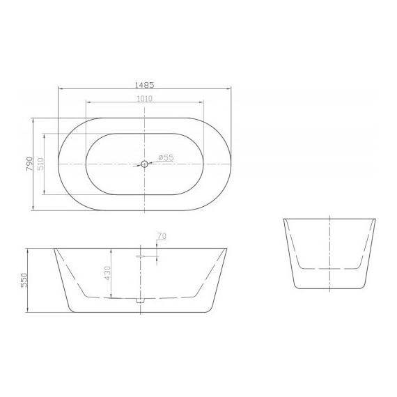 Ванна отдельностоящая BelBagno BB306-1485 150х80 см, Размер - мм: 1500х800 - 5 Ванна отдельностоящая BelBagno BB306-1485 150х80 см, Размер - мм: 1500х800 фото 5