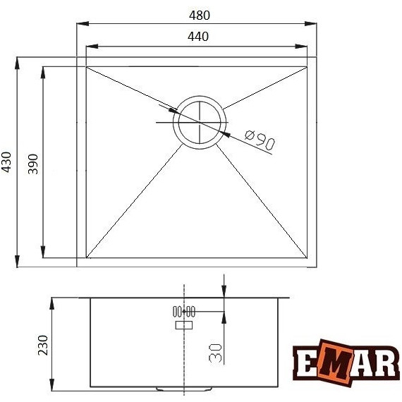 Кухонная мойка Emar EMB-114 1,2 мм, медь, Цвет производителя: медь фото 2