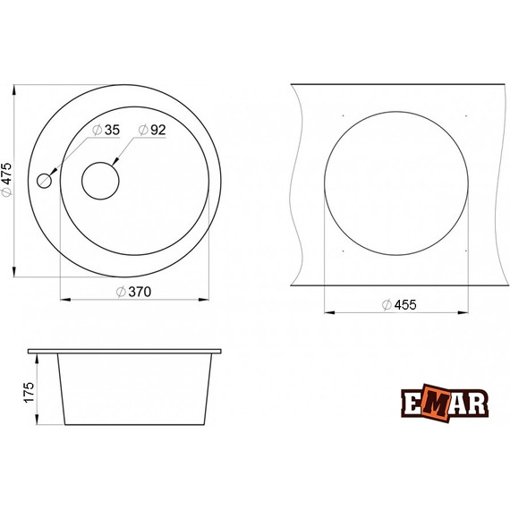 Кухонная мойка Emar EMQ-1475.C, морион, Цвет производителя: морион фото 2