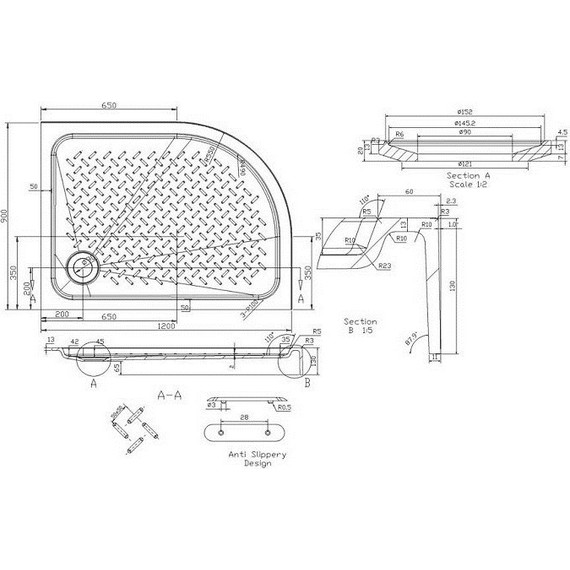 Мраморный поддон Cezares TRAY-S-RH-120/90-550-13-W-L 120х90 см фото 3