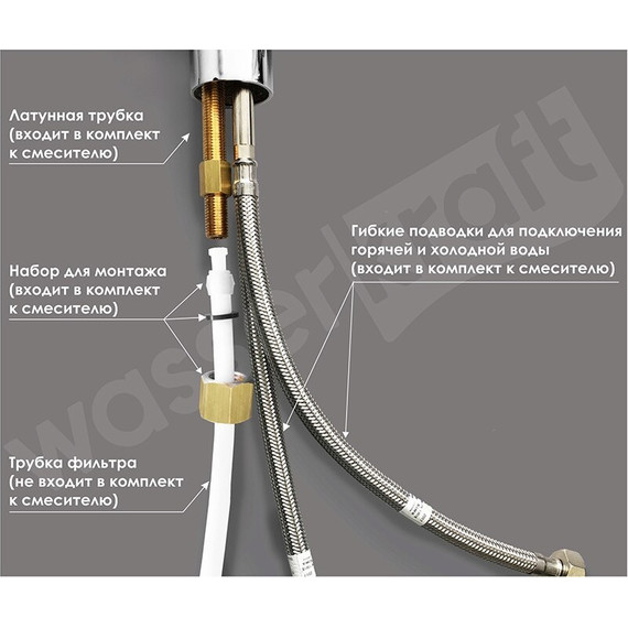 Смеситель для кухни WasserKraft A8037, светлая бронза - 4 Смеситель для кухни WasserKraft A8037, светлая бронза фото 4