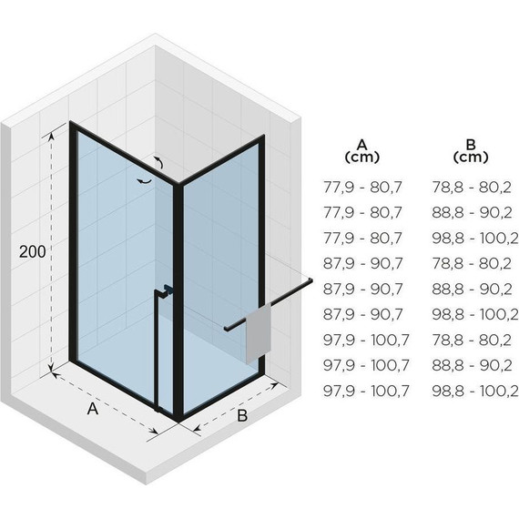 Душевое ограждение Riho Lucid GD201 100х90 см GD210B090, черный/прозрачное фото 3