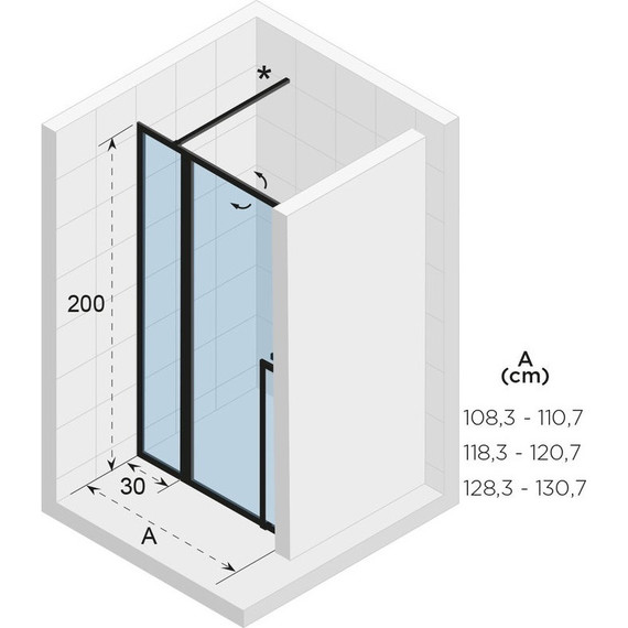 Душевая дверь Riho Lucid GD104 110 см GD111B000, черный/прозрачное - 2 Душевая дверь Riho Lucid GD104 110 см GD111B000, черный/прозрачное фото 2