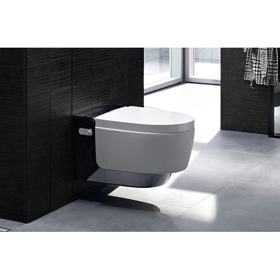 Унитаз-биде подвесной безободковый импульсный Geberit AquaClean Mera Comfort 146.214.21.1 с крышкой микролифт, белый/хром фото 9