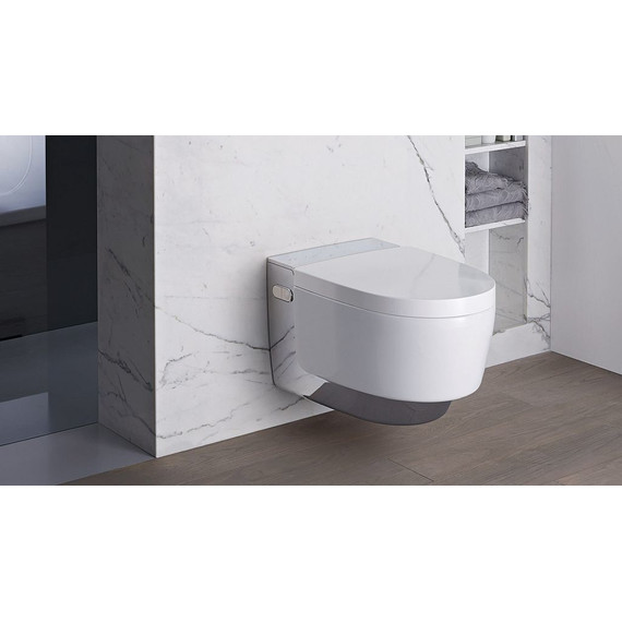 Унитаз-биде подвесной безободковый импульсный Geberit AquaClean Mera Comfort 146.214.21.1 с крышкой микролифт, белый/хром фото 10