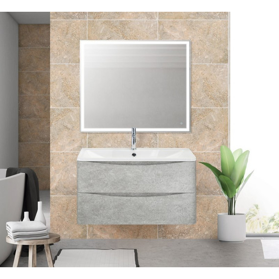 Тумба подвесная с раковиной BelBagno ACQUA-1000-2C-SO-CVG 100 см, Cemento Verona Grigio, Цвет фасада: Cemento Verona Grigio фото 2