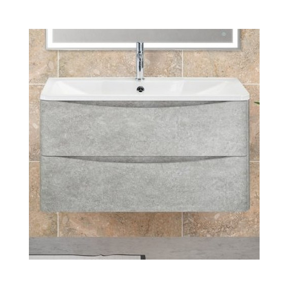 Тумба подвесная с раковиной BelBagno ACQUA-1000-2C-SO-CVG 100 см, Cemento Verona Grigio, Цвет фасада: Cemento Verona Grigio фото 
