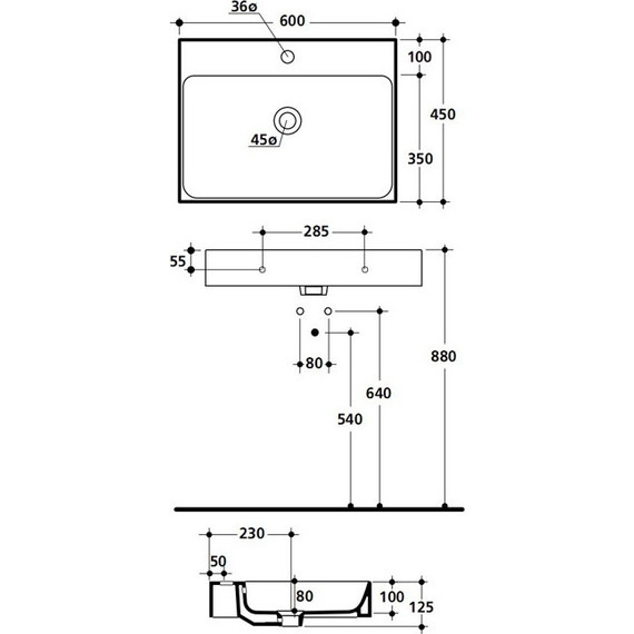 Раковина подвесная Kerasan Cento 60 см 353101*1 фото 2