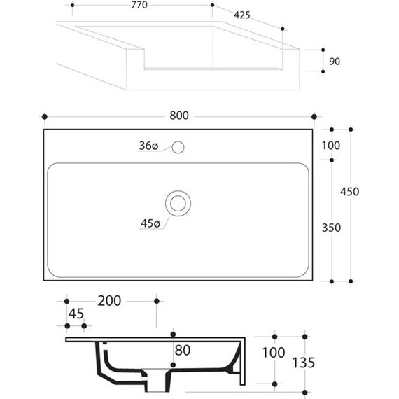 Раковина врезная на столешницу Kerasan Cento 70 см 354801*1 - 2 Раковина врезная на столешницу Kerasan Cento 70 см 354801*1 фото 2