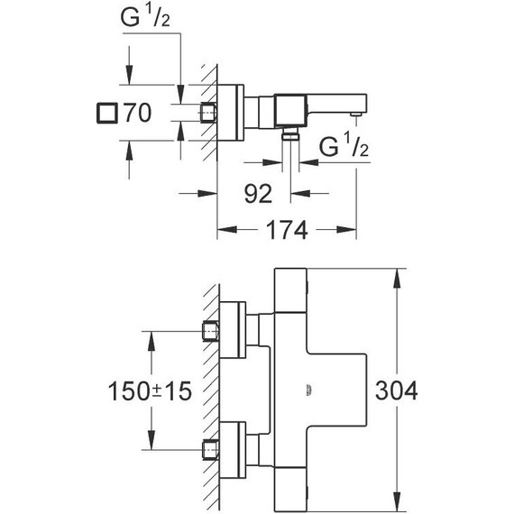 Смеситель для ванны с термостатом Grohe Grohtherm Cube 34497000 фото 7