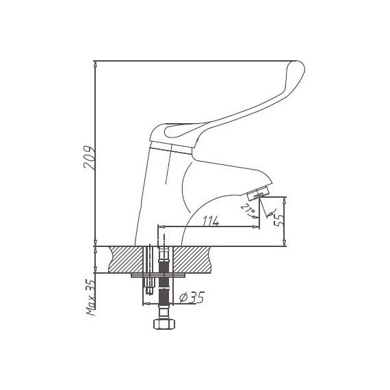 Смеситель для раковины с локтевой (хирургической) ручкой Haiba HB1054 - 2 Смеситель для раковины с локтевой (хирургической) ручкой Haiba HB1054 фото 2