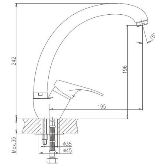 Смеситель для кухни Haiba HB4113-7, чёрный матовый - 2 Смеситель для кухни Haiba HB4113-7, чёрный матовый фото 2